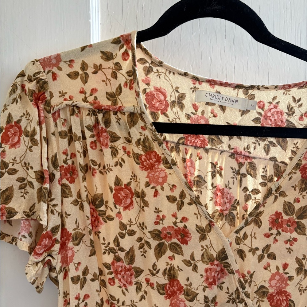 Christy Dawn Cream Dress with Pink Floral Print